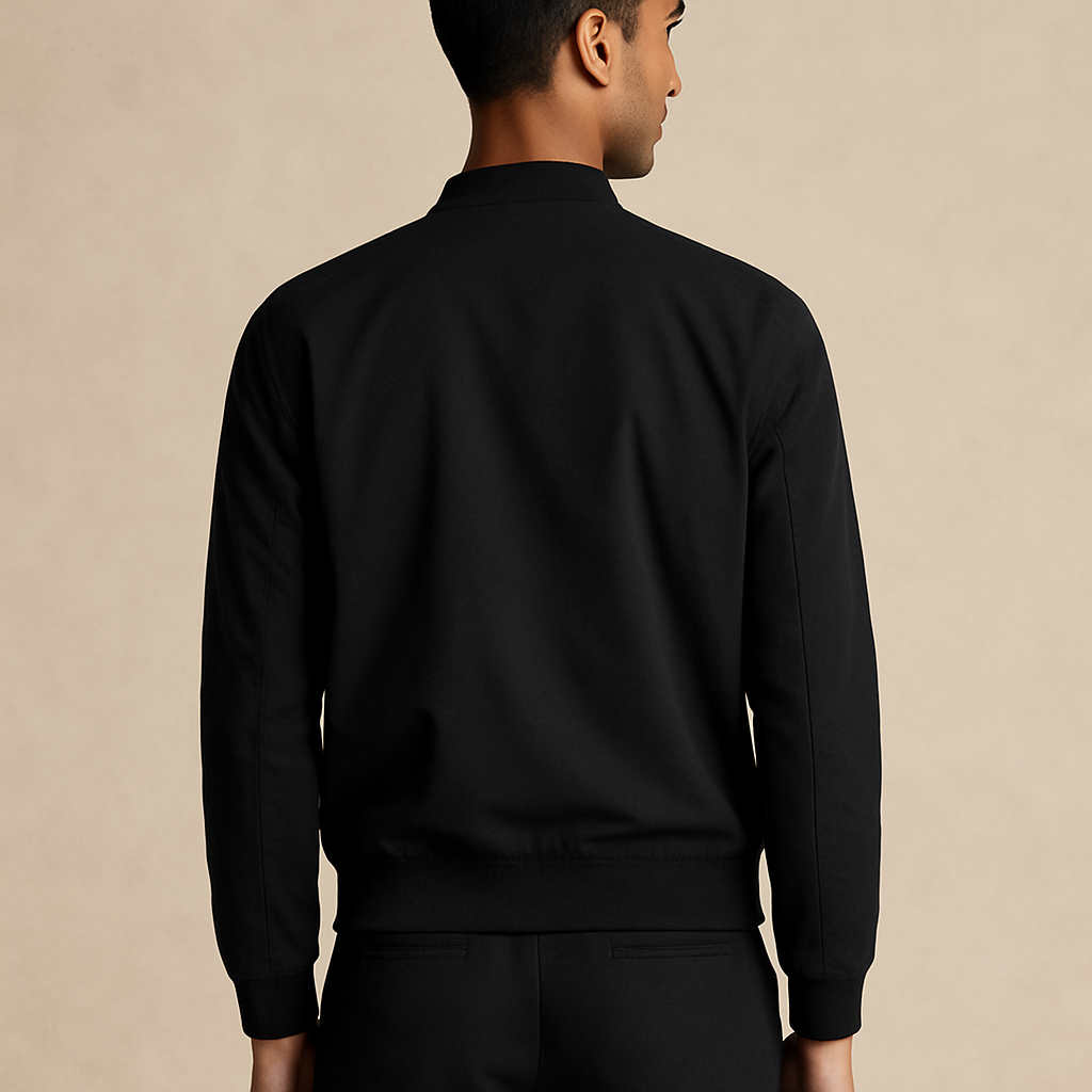 SUMWON Slim Fit Lightweight Bomber Jacket – Black