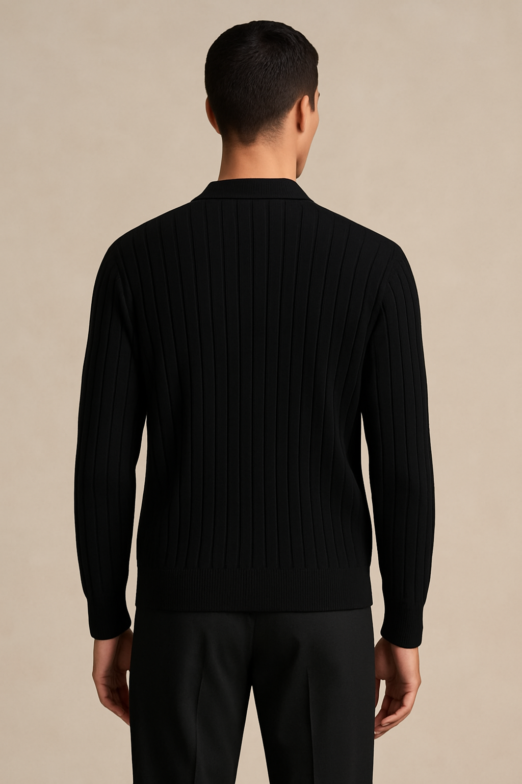 Manfinity Homme Men’s Ribbed Button-Up Cardigan – Black
