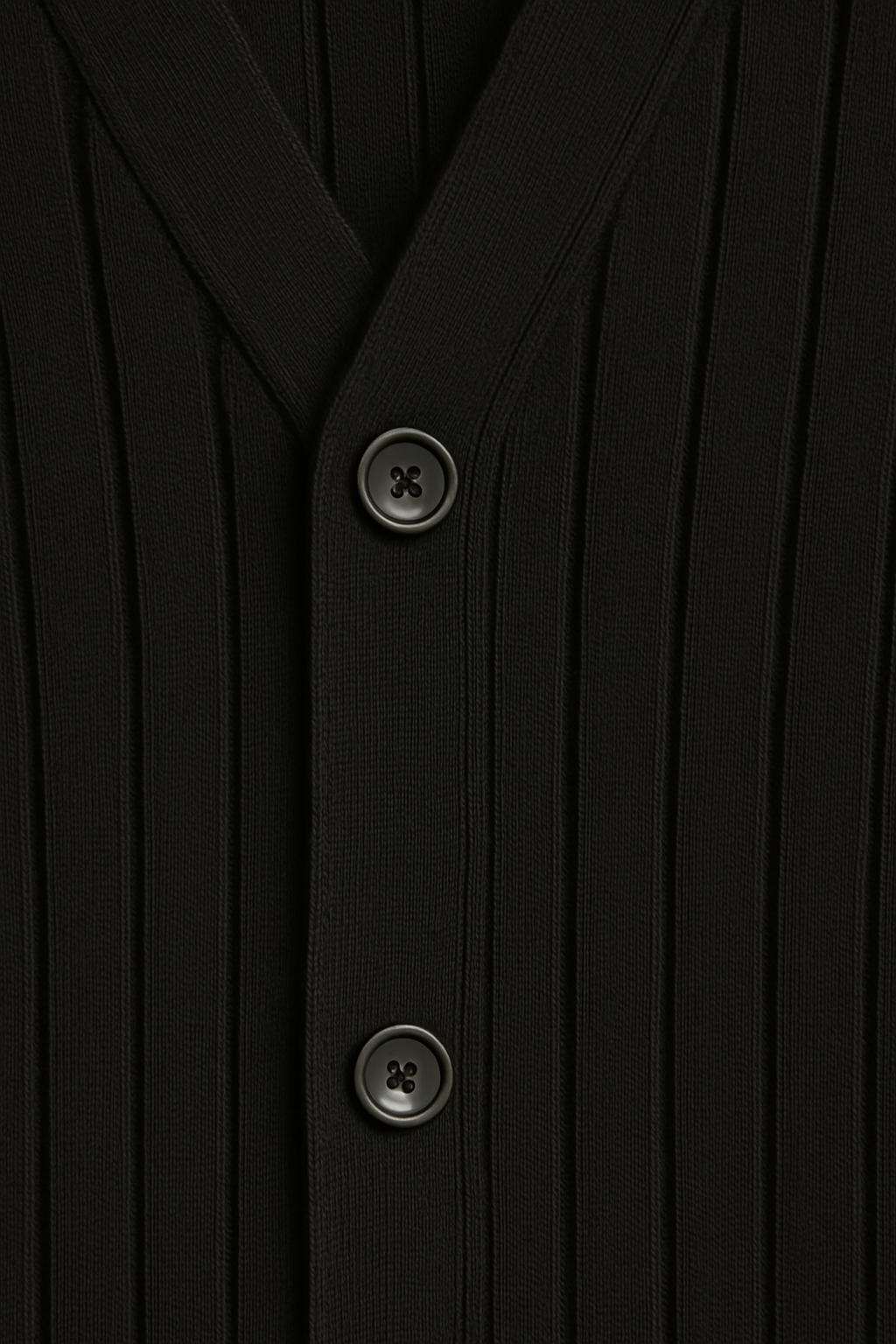 Manfinity Homme Men’s Ribbed Button-Up Cardigan – Black