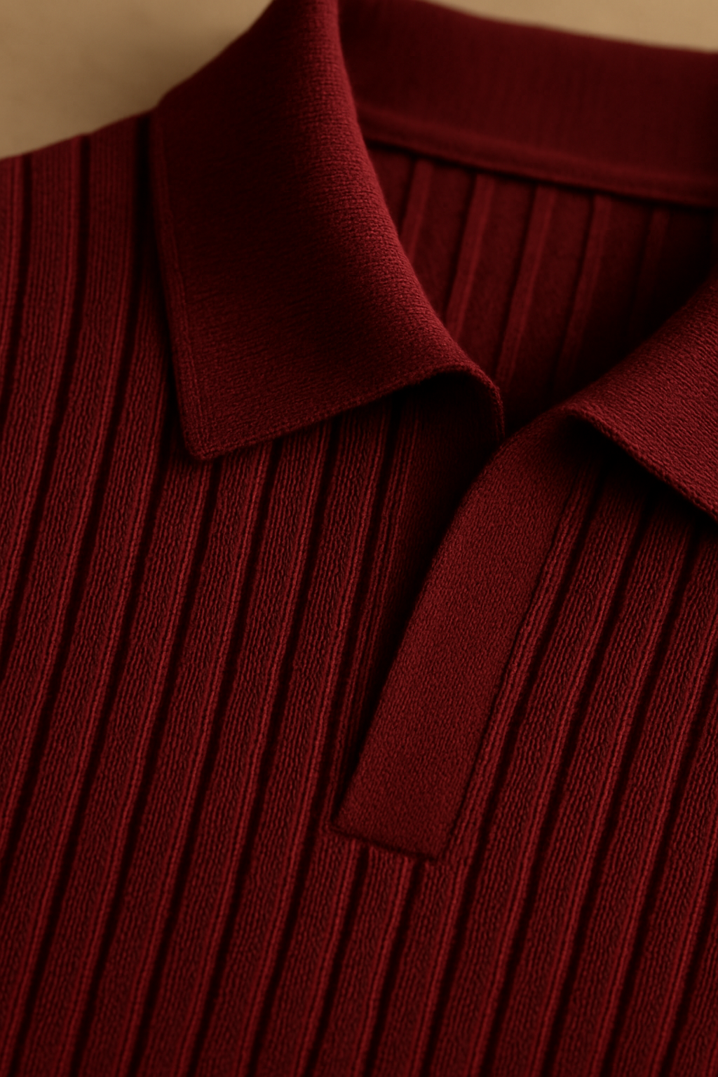Classic Ribbed Knit Polo Sweater